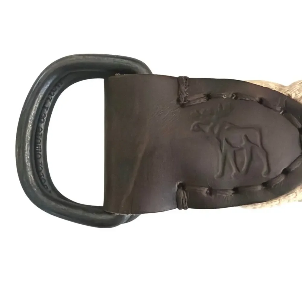 Abercrombie & Fitch woven cotton rope belt featuring brown leather size 28